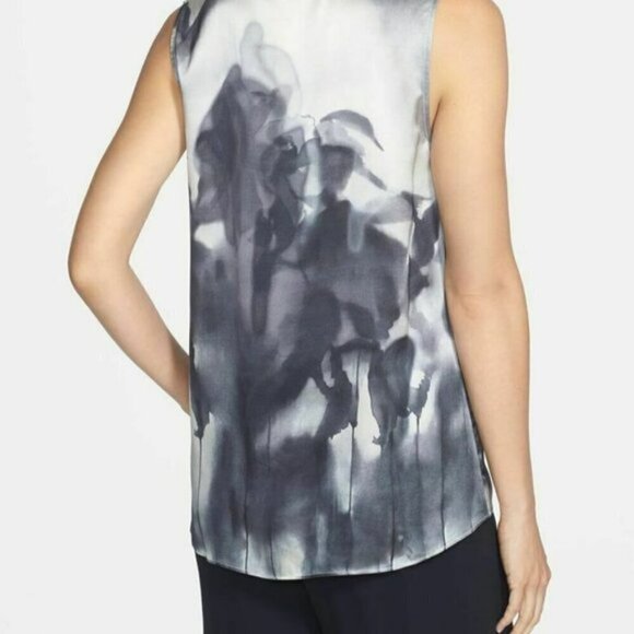 Eileen Fisher Ink Blot Print 100% Silk Medium - Picture 2 of 8